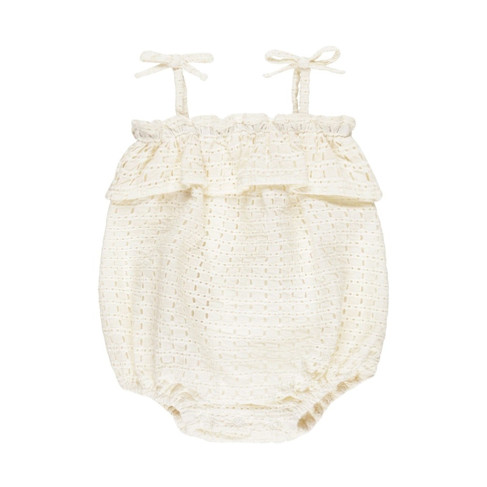 Rylee + Cru Eyelet Ruffle Bubble Romper Ivory Cream 2-3Y RCSS25 SHYJ